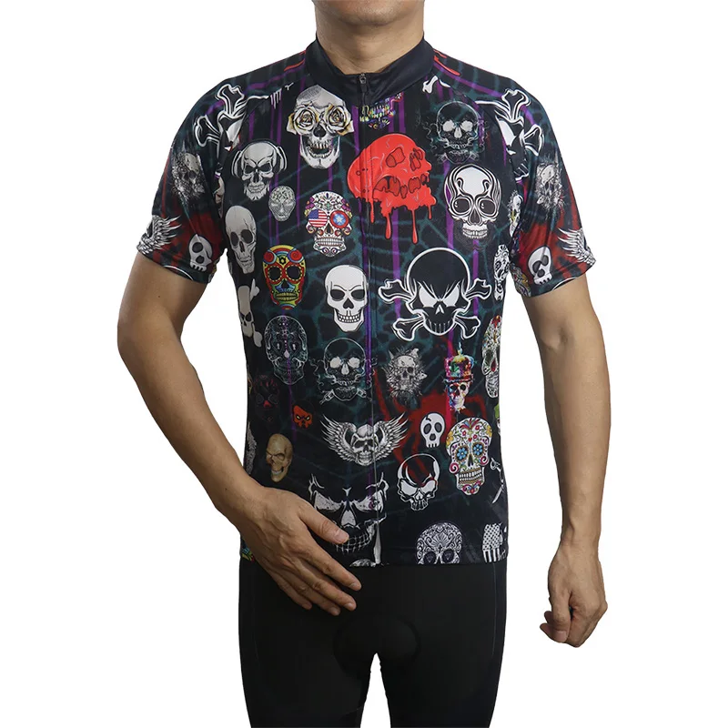 Cycling Jersey, Bike Wear, Skull Ghost Bicycle Short Sleeve Road Clothes, Antislip Shirt, Jacket, Fitness, Outdoor Top Sports