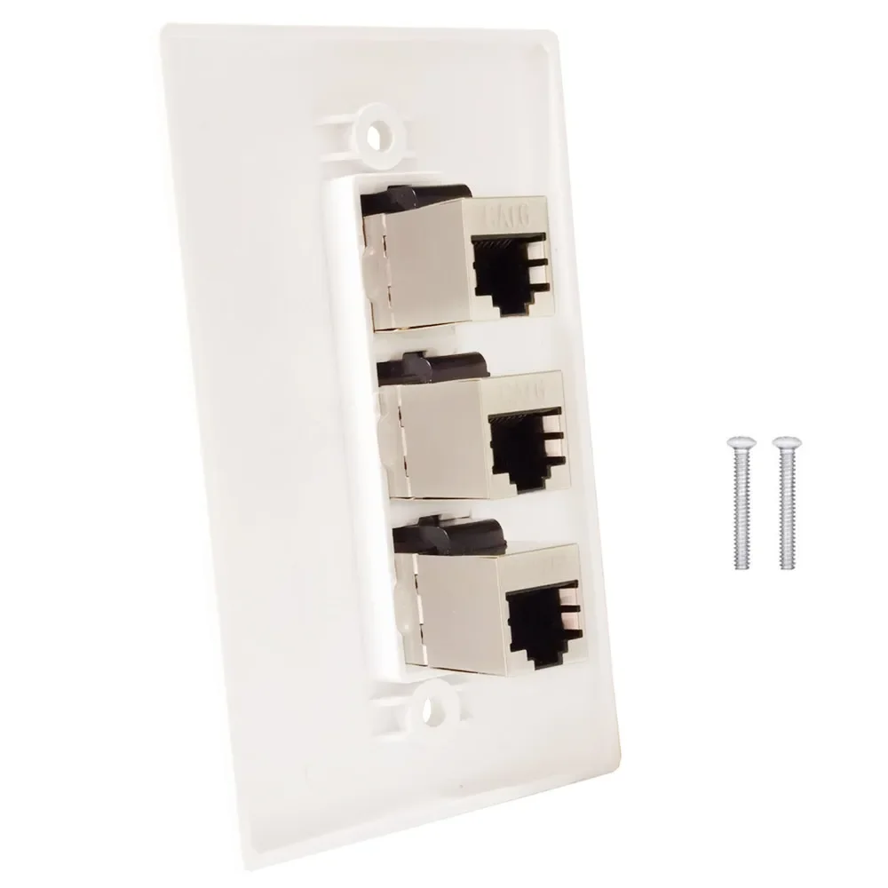 Ethernet Wall Plate, 1-6 Port  Port CAT6 Keystone Female to Female Wall Plate-White  Face Plate ABS;