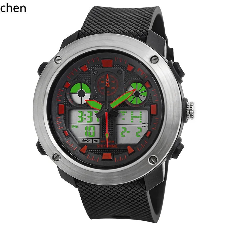 ZZ steel ring large dial sports watch multi-function waterproof reminder chronograph electronic watch