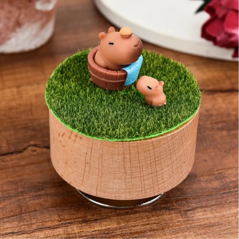 Rotating Display Base Music Box For Collectibles Natural Wood Craft Desk Ornament Minimalist Home Decor Gift Idea