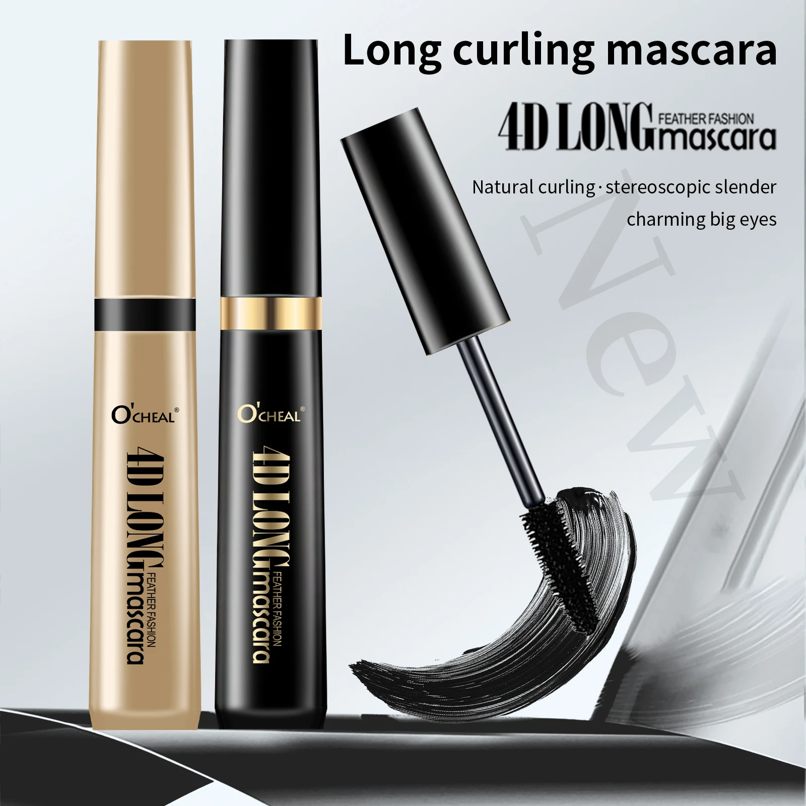 Private Label Fashion 4D Fiber Black Natural Volume Quick Dry Long Lasting Thick Curling allungamento Waterproof Makeup Mascara