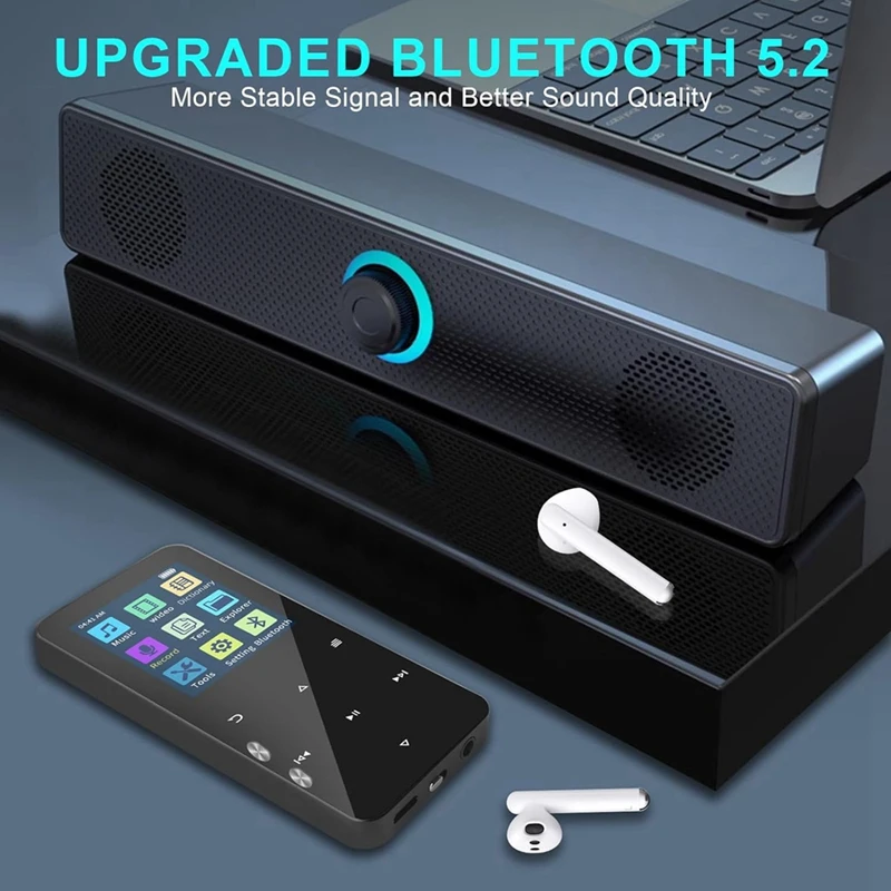 MP3 Player,With Bluetooth 5.2 Portable High Fidelity Lossless Sound Music Player With 128GB Card/Speaker/E-Book Reading Durable