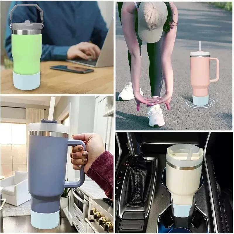 Protecteur de bottes en Silicone pour tasse d'eau, 2 pièces, manchon inférieur antidérapant, manchon de Base de tasse Simple et moderne pour accessoire de tasse Stanley