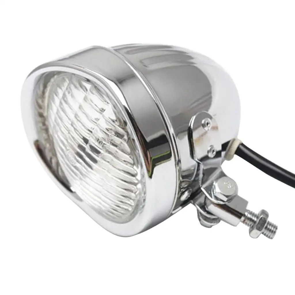 Motorcycle Headlight for   Bobber Chopper    Chrome Clear Aluminum Classic Bottom Mount Bates Style