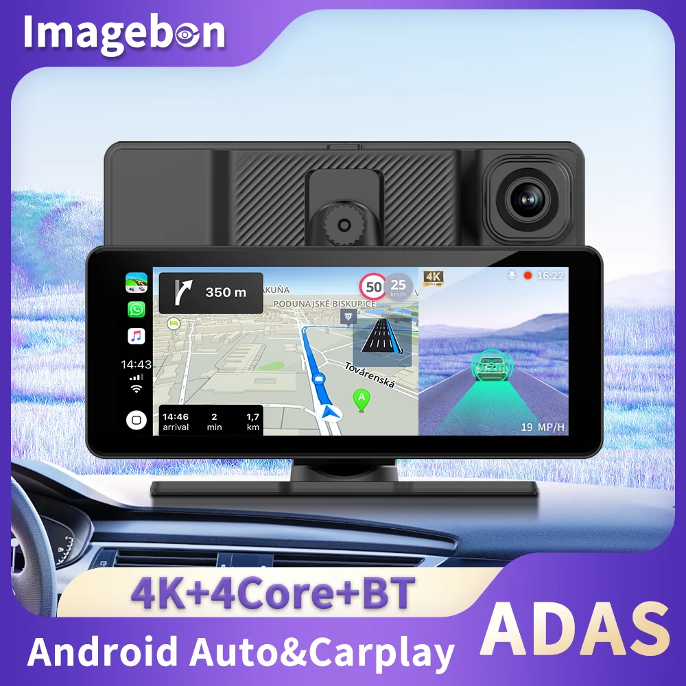 

Imagebon 6,86 "беспроводной CarPlay и Android Авто DVR AUX Bluetooth FM Airplay Miracast GPS навигатор зеркало заднего вида камера