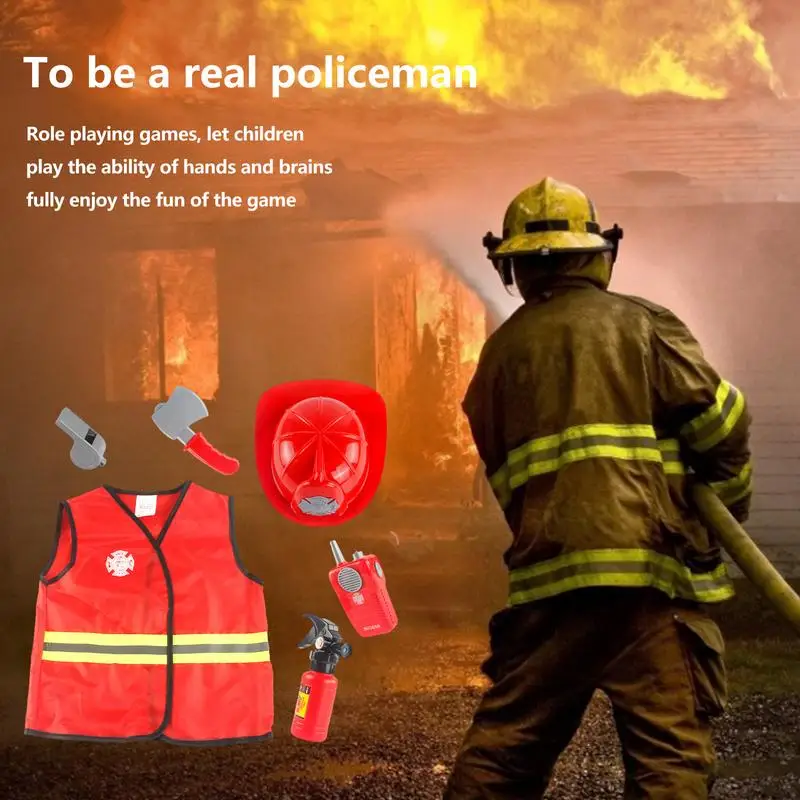 Halloween Cosplay Kids Firefighter Uniform Children Sam Fireman Role Play Clothing Work Suit Boy Girl Performance Party Costumes