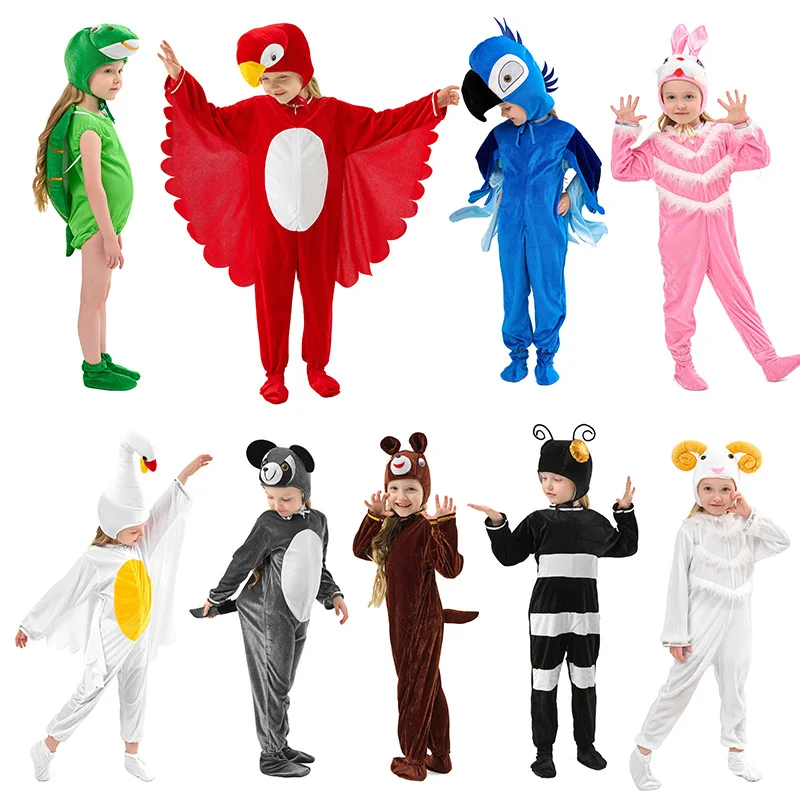 

Kindergarten Animal Pajama Costume Set Detachable Hoodie Tail Breathable Cotton Children Stage Outfit Festival Show Halloween