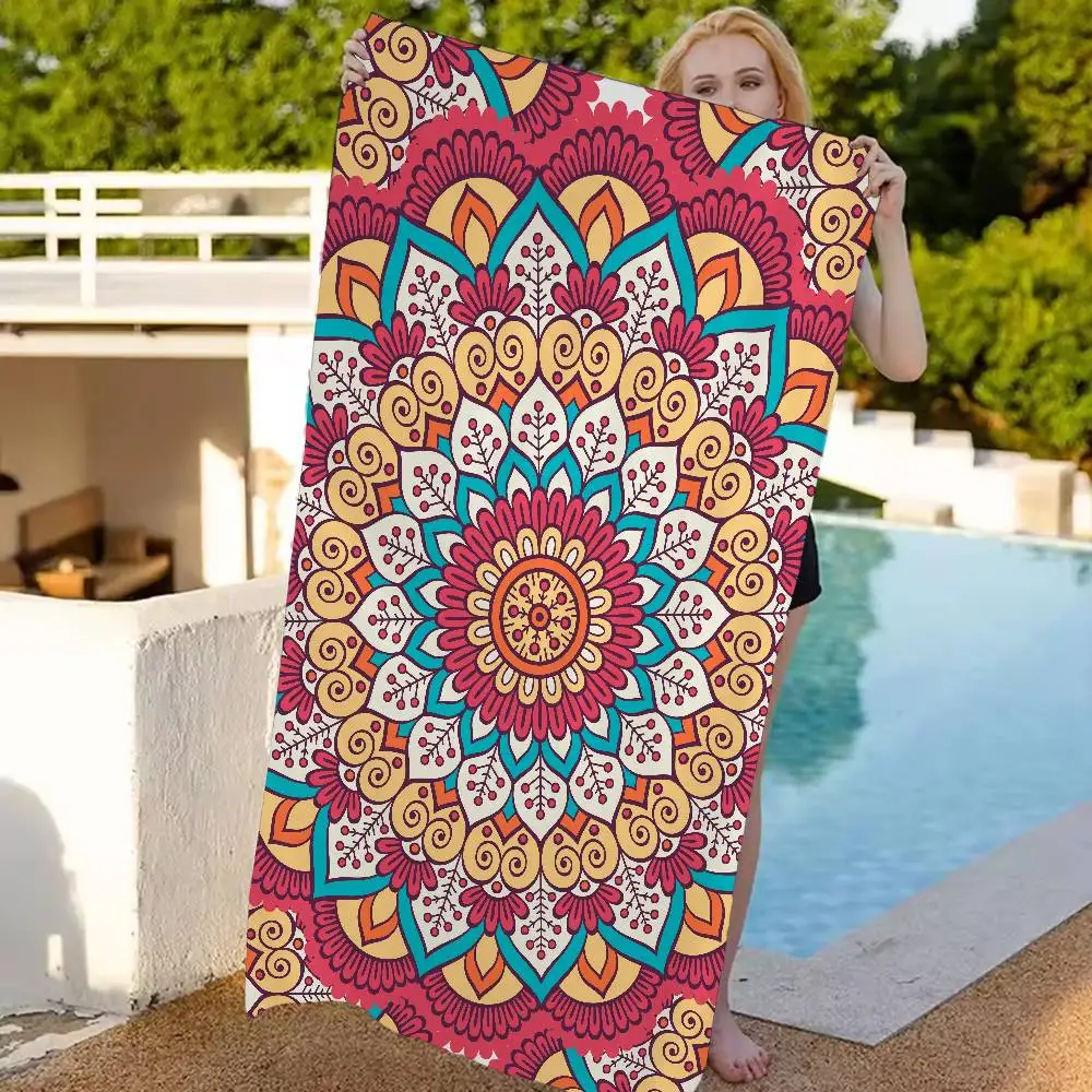 Classical Floral Pattern Print Beach Towel For Kids Personalized Bath Towel Pool Towel Vacation Gift Picnic Towel Party Gift