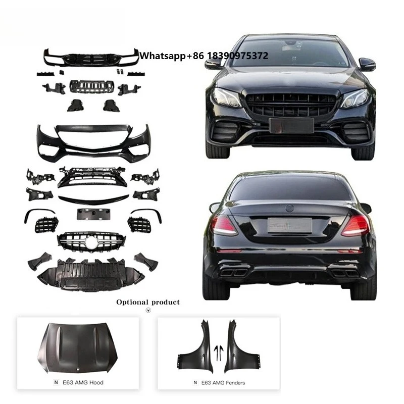 For 2017-2020  E Class W213 Sport Upgrade E63 A-MG Bodykit Front Bumper Grille Diffuser Exhaust Tip Option Hood Fender