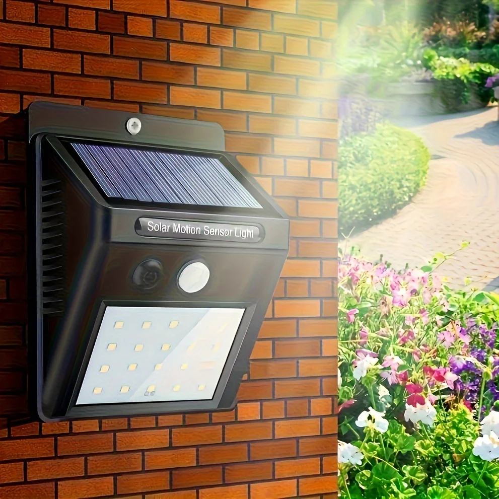 Impermeável Solar Sensor Lamp, Luz de parede, Outdoor, Powered Sunlight, Street Lamp, Garden Decor, 30 LEDs, 20LEDs