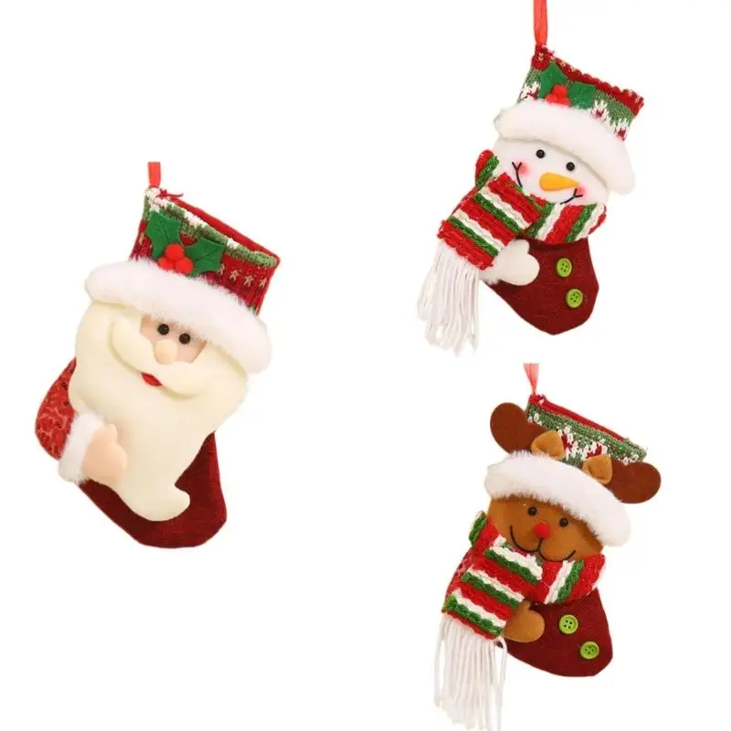 39BD Xmases Stockings와 함께 Xmases Tree 크리스마스 스타킹을위한 눈사람 순록 산타