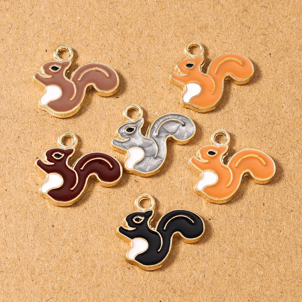 

10pcs Cute Enamel Animal Squirrel Charms Pendants for Jewelry Making Necklace Earrings Bracelet DIY Accessories Supplies