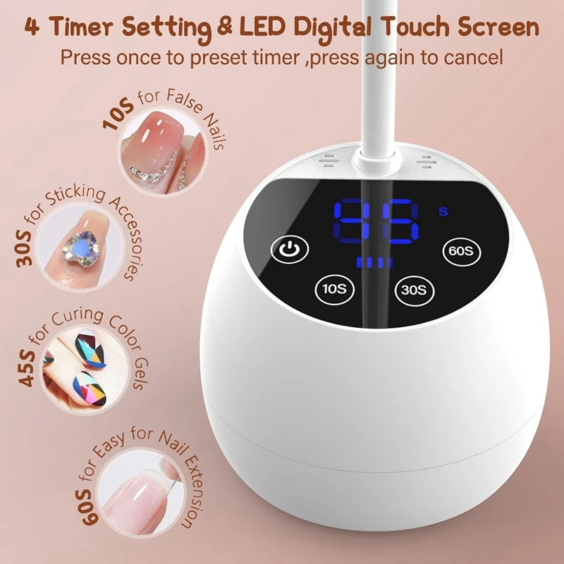 AB09-UV LED Nail Lamp Cordless 36W Mini UV Light For Gel X Nails Tips Rechargeable Nail Dryers With Smart Sensor & 4 Timer