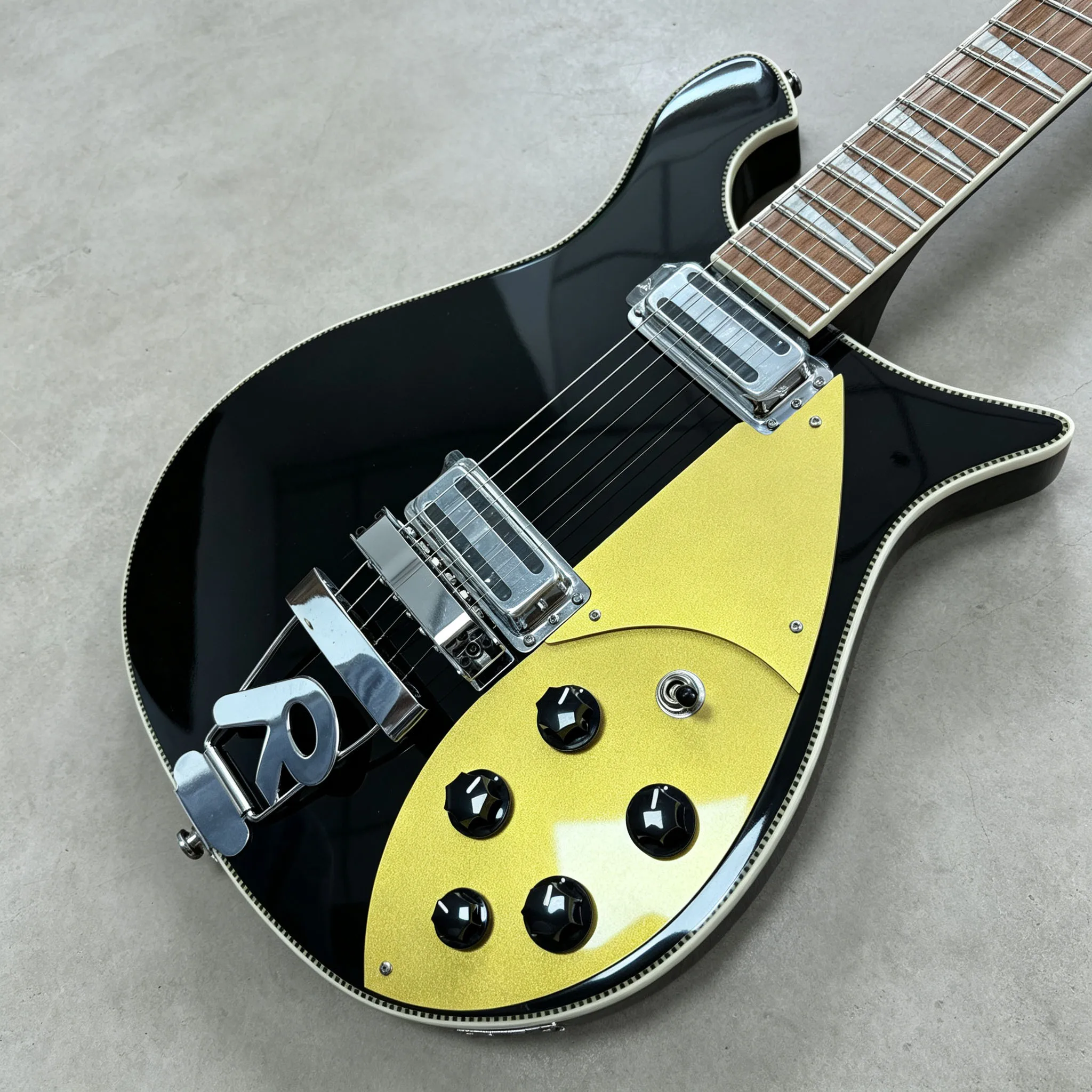 Black 6-String Electric Guitar Professional Performancing Guitar With Rosewood Fingerboard Silver Hardware