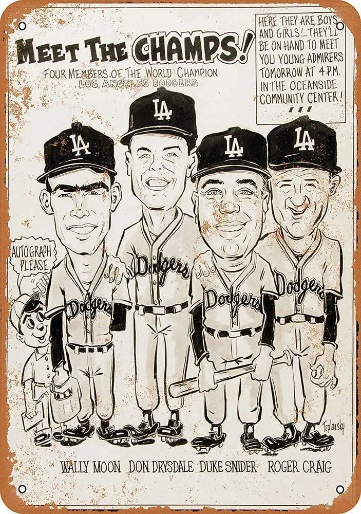 1p, los angeles dodgers estanho sinais de metal cartaz sinal de aviso decoração para garagem casa jardim retro estanho sinal parede festa aniversário barra c
