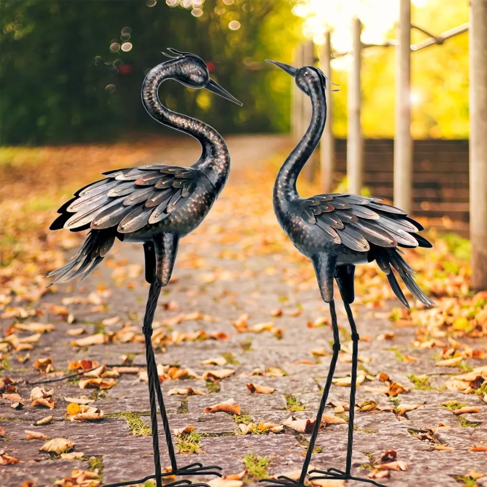 

Garden Sculptures & Statues Home Decoration Bronze Crane Ornaments Yard Art for Backyard Patio Lawn Decorations Crafts