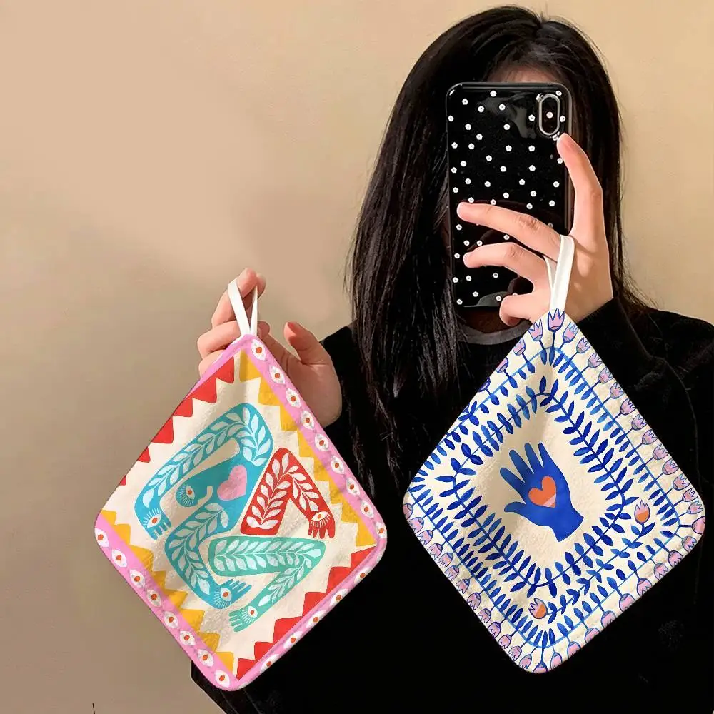 Ancient Egypt Abstract Colorful Tiger Cotton Hand Wiping Towel, Hanging Design, Durable for Household Restaurant Toilet Use