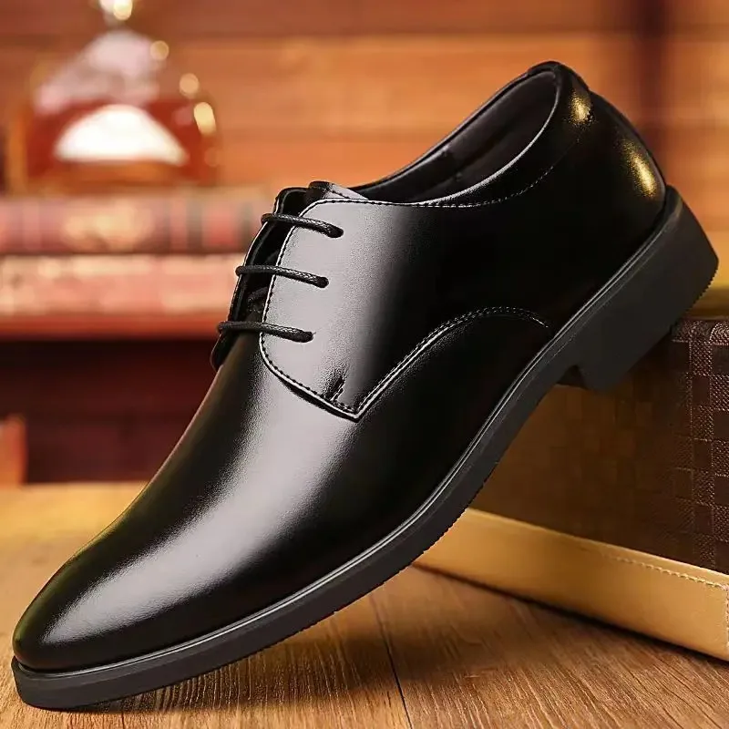 

Men Asual Leather Shoes Classic Black Business Dress Shoes Fashion Office Leather Footwear Luxury Wedding Shoes for Men Zapatos