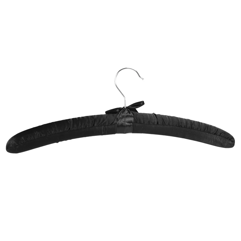 17 Inch Large Satin Padded Hangers,Silk Hangers For Wedding Dress Clothes,Coats,Suits,Blouse (Black,5 Pack)