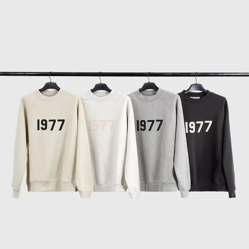 

Trendy Brand American 1977 Crew Neck Sweater Men's Autumn and Winter Without Hats Oversize Retro Unisex Long-sleeved Sweatshirt