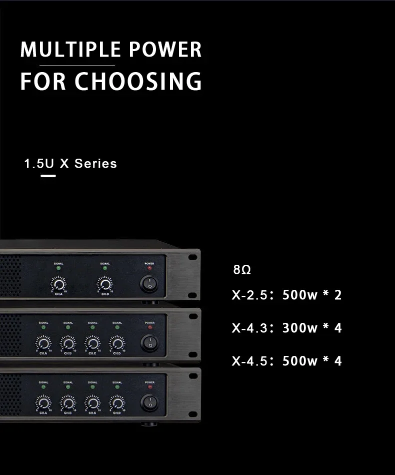 Xtuga Amplificatore digitale ad alta potenza Classe D Amplificatori audio in metallo a 2 canali 1200W per la vendita calda del palco