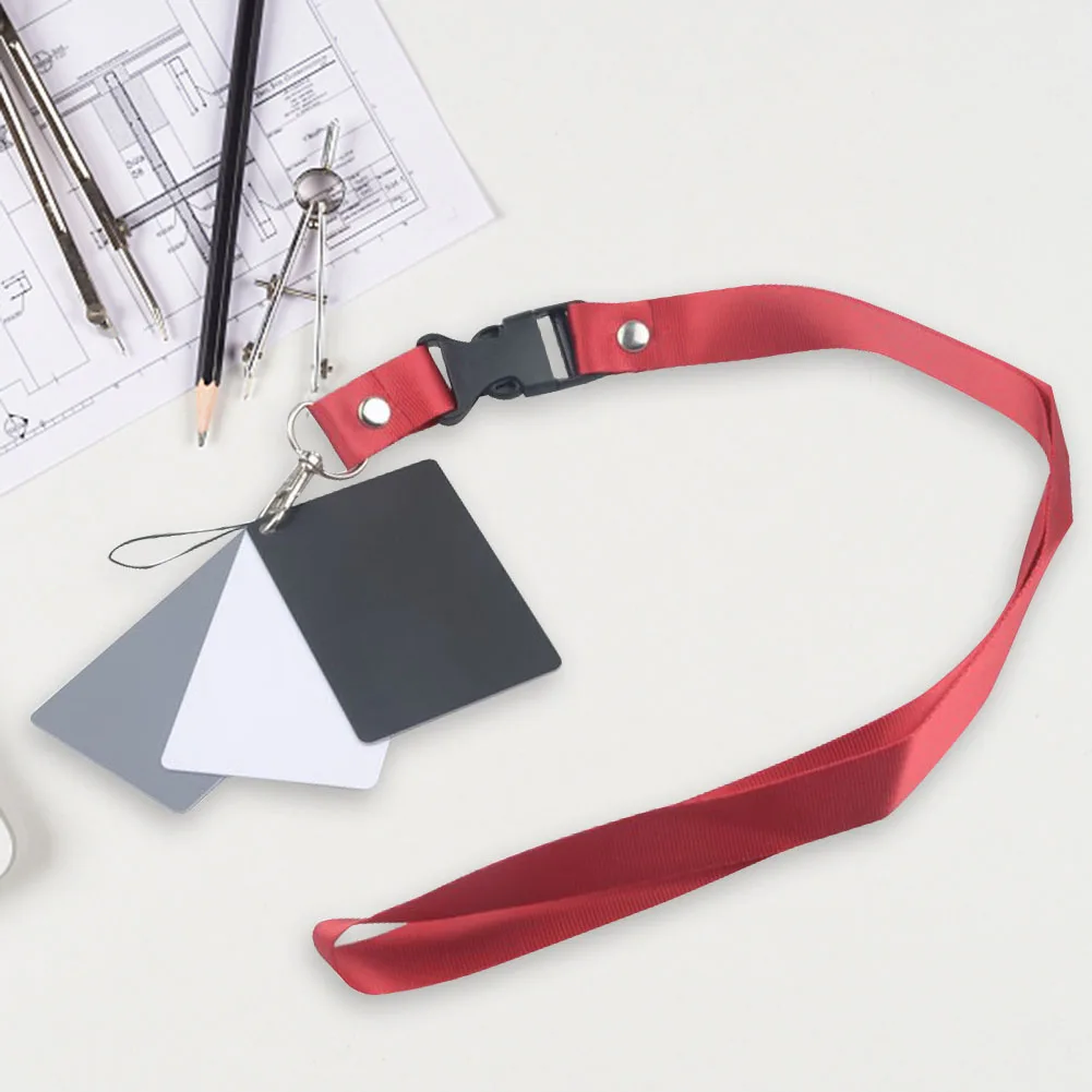 18-degree Small Gray Card 3 in 1 Color Calibrated Reference Cards with Neck Strap Photography Accessories for Digital Cameras
