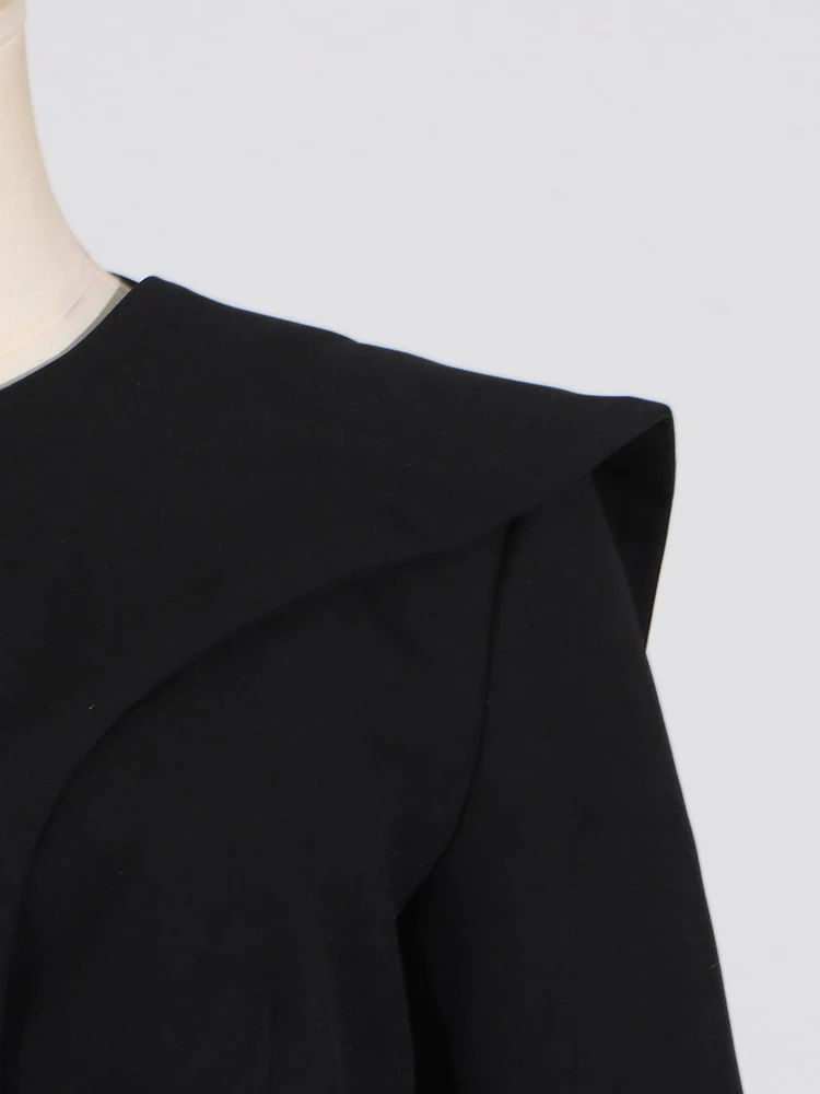 CHICEVER Asymmetrical Shawl Elegant Coat For Women O Neck Long Sleeve Temperament Solid Slimming Blazer Female Autumn Clothing