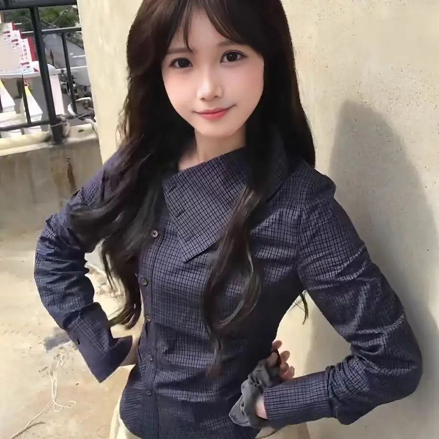 

Japan Autumn Wear A Complete Set Of High-End Suits For Women Plaid Shirts High-Waisted Skirts Korean Chic Suits