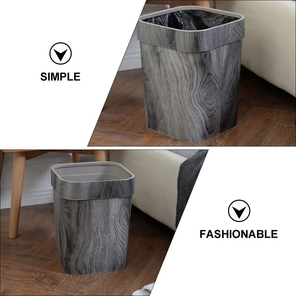 

Office Trash Can Square Washroom Garbage Bin Plastic Box Kitchen Waste Basket for