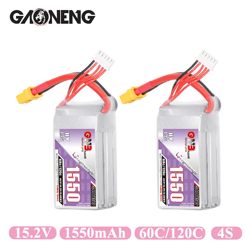 

Original GNB 4s 15.2v 1550mAh 60c/120c Lipo Battery For RC Helicopter Quadcopter FPV Racing Drone Spare Parts HV 15.2v Battery