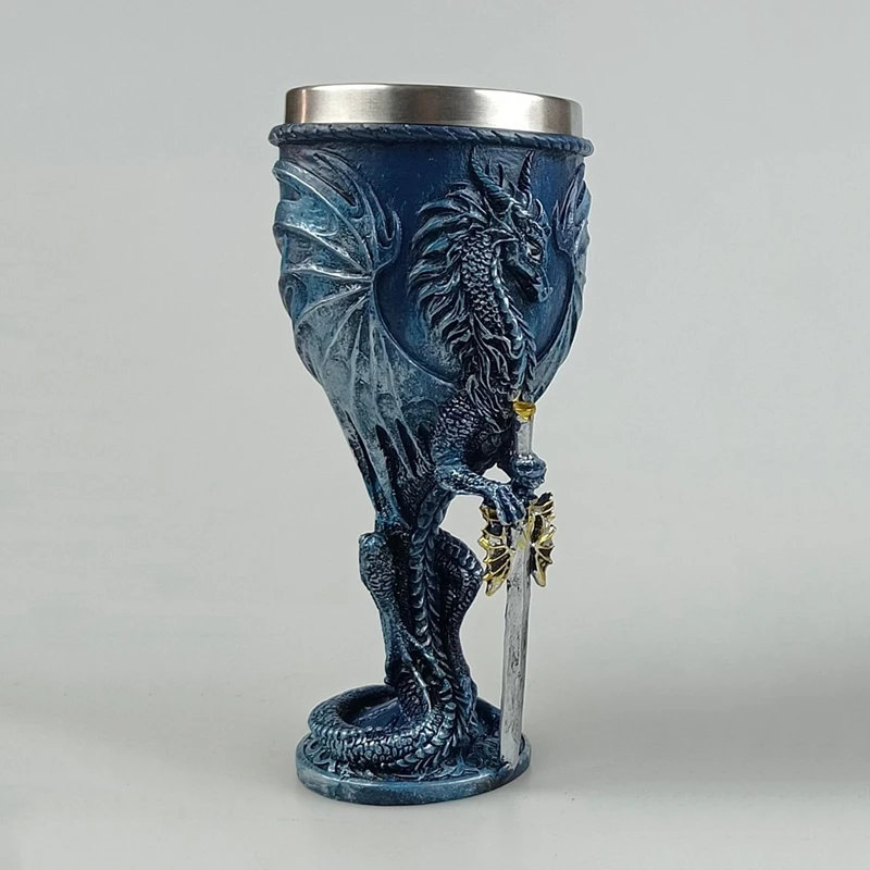 Blue Dragon Becher Dungeons und Drachen Geschenk Holy Grail Wein Becher Flying Dragon Schwert Becher