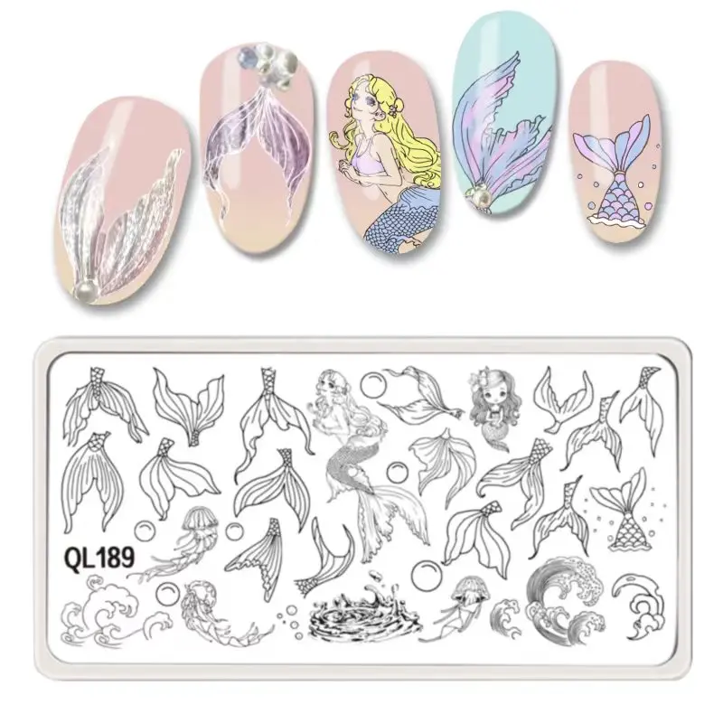 Picture 7: 1PCS Rectangle Nail Stamping Plates Stainless Template Stencils Nail Art Stamp Image Plate Manicure Nail Print Tools