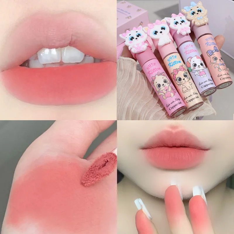 Waterproof Velvet Matte Nude Pink Lipgloss Lip Mud Long Lasting antiaderente Cup Liquid Lipstick Make-up per le donne Korea Cosmetics