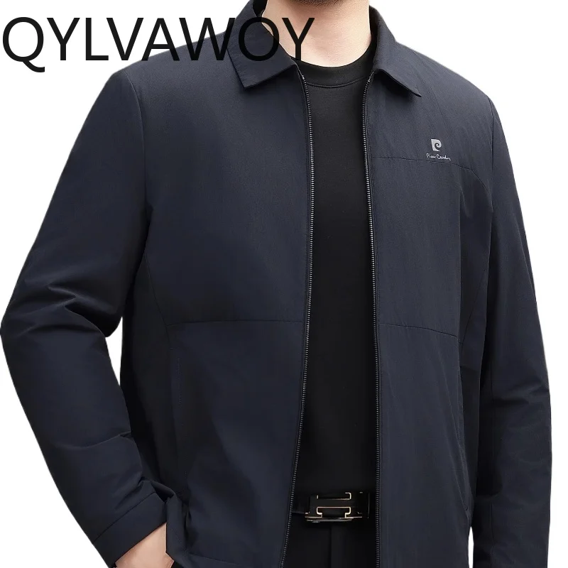 

QYLVAWOY Мужская куртка для пожилых людей среднего возраста, осенний наряд 2022, короткий стиль, повседневная одежда для папы, верхняя одежда с лацканами LJ2773