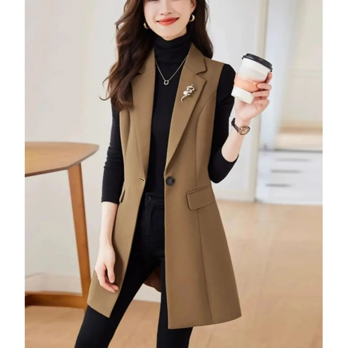 

Faionable Svel Vest Jaet, женская весенне-осенняя новая верхняя одежда Sle, жилет с подкладкой на плечах, майка из полиэфирного волокна