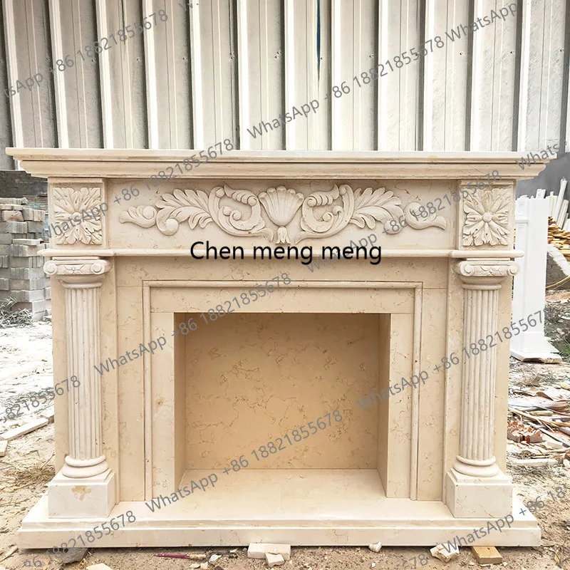 stone carving marble European mantel simple American ornament stone fireplace