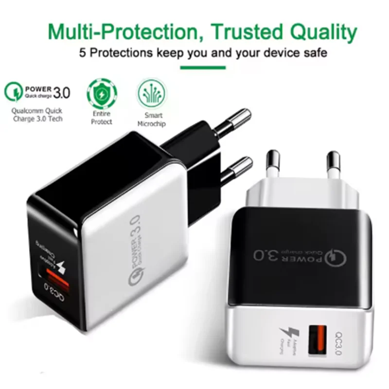 عالية الجودة الاتحاد الأوروبي التوصيل شاحن سريع QC3.0 USB نوع C شاحن العالمي الجدار محول الطاقة شاحن آيفون سامسونج شاومي الهاتف