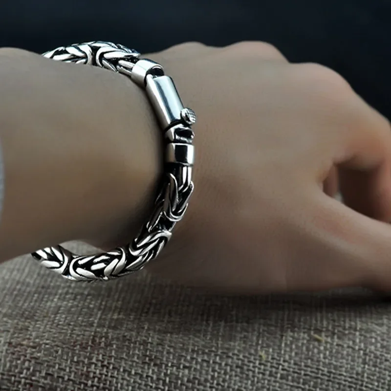 

BOCAI New Solid 100% S925 Pure Silver Bracelet for Woman and Man Handmade Peace Pattern Trendy Jewelry Free Shipping