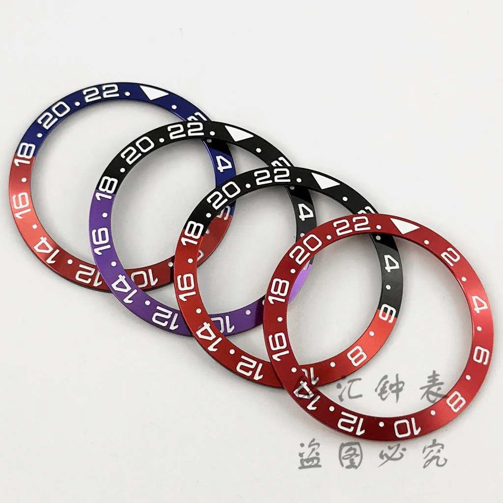 GMT SUB 38 mm Aluminium-Lünette, schräge Taucheruhr-Einsatz, Uhr, ersetzt 1 Stück Lünetteneinsatz für NH35 NH34 NH36 Uhrwerk