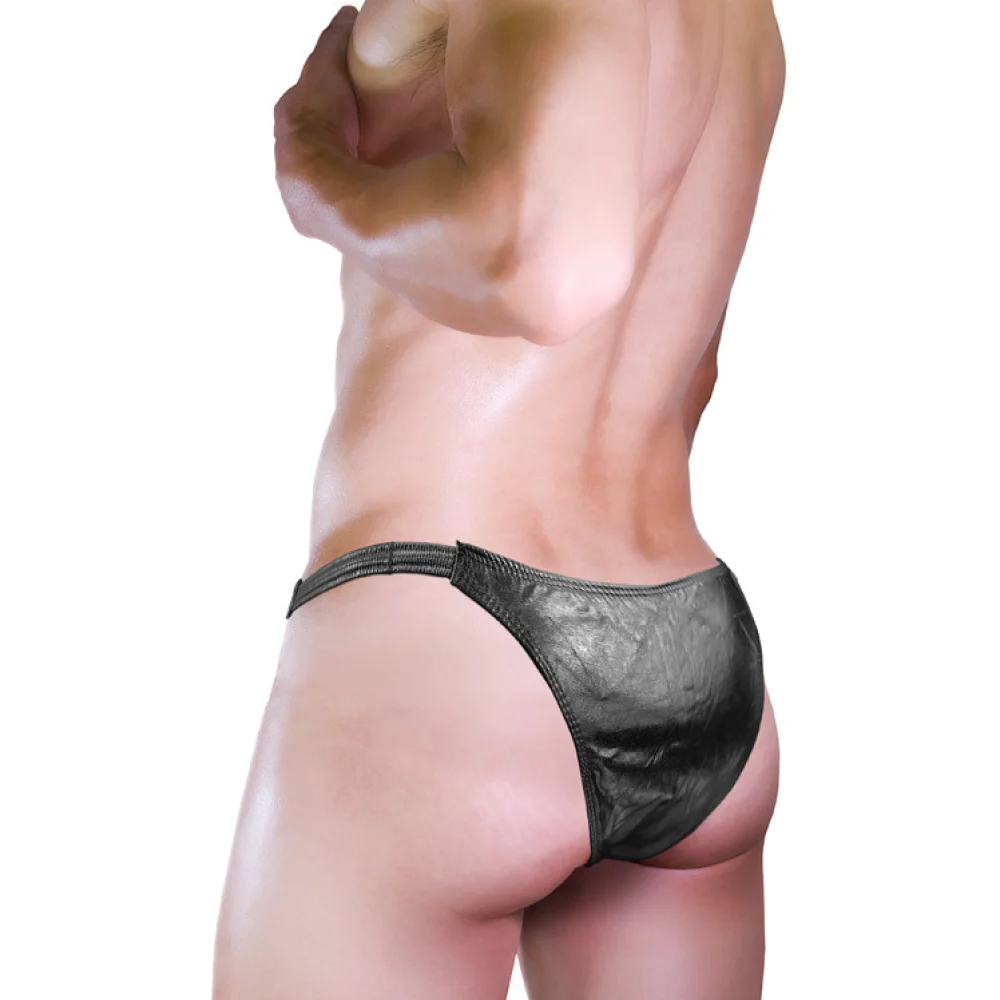 Mens Faux Leather G String Thong Sexy Gladiator Style Underwear Breathable Elastic Costume Briefs Exotic Lingerie Nightwear