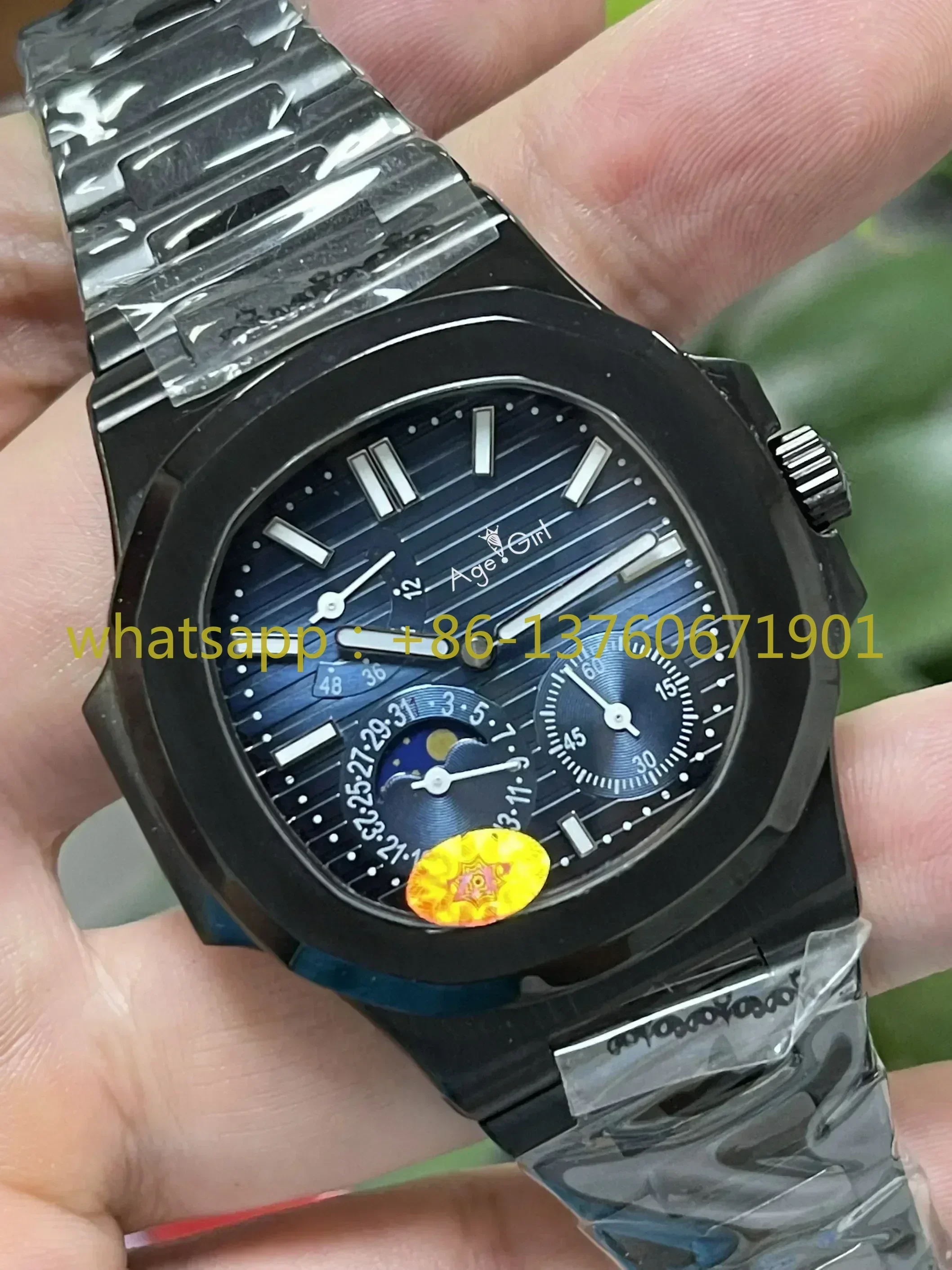 Luxury New Men Automatic Mechanical Watch Stainless Steel Full Black Blue Green Moon Phase Power Watches 5712 Nautilus Style