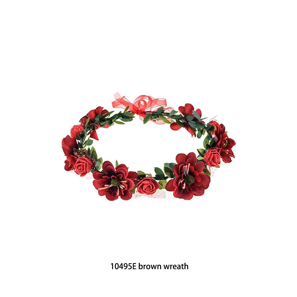 Adjustable Flowers Leaves Headband Elegant Hair Accessories Handmade Wreath Exquisite Garland Wedding Headwear