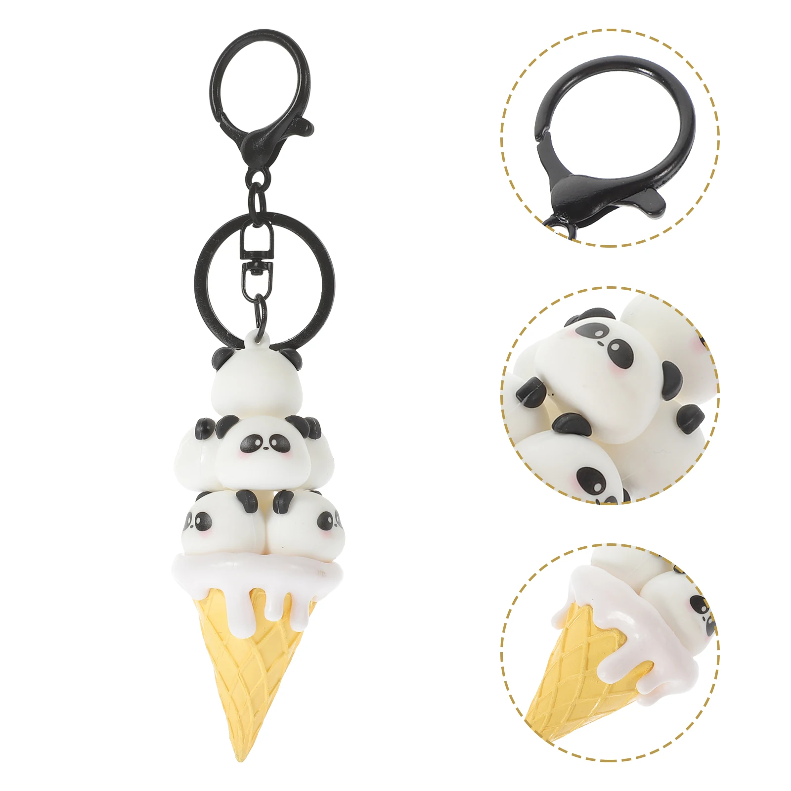 

Panda Ice Cream Pendant Keychain Charm Bag Charms Car White Cute Animal Keyring