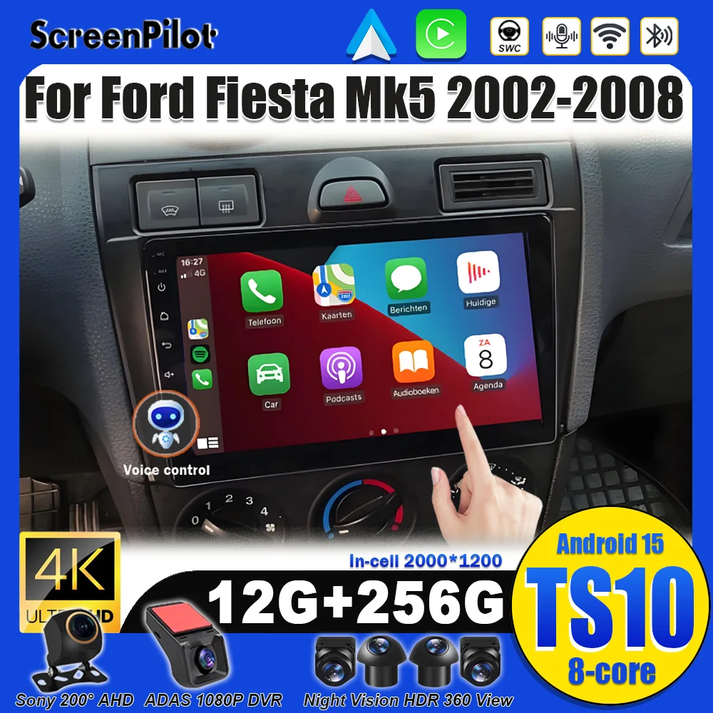 Android 15 For Ford Fiesta Mk5 2002 2003 2004 2005 2006 2007 2008 Car Radio Multimedia Video Player Touch Screen Bluetooth Wifi