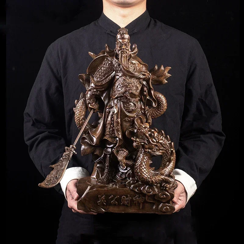 God of Wealth Guan Gong Riding a Dragon Statue  Modern resin artwork  God of War Guan Yu Home decoration lucky big statue