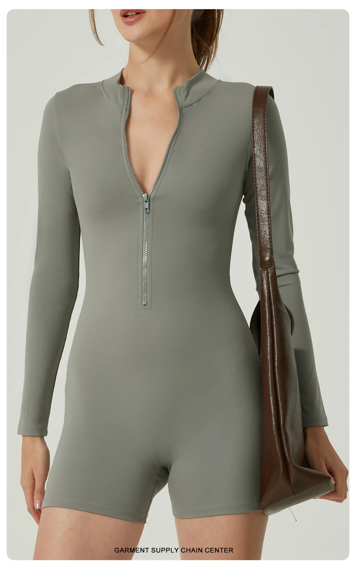 

Long Sleeve Zipper Short Workout Jumpsuit Women Breathable Cycling Running Tracksuit Woman Spring One Pcs Pilates Yoga Rompers