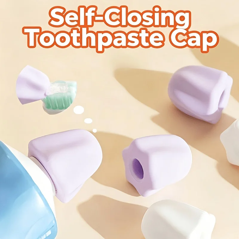 3/6Pcs Dust‑Proof Self‑Squeeze Toothpaste Caps, Soft Self‑Closing Waste‑Free Toothpaste Tube Dispenser for Bathroom