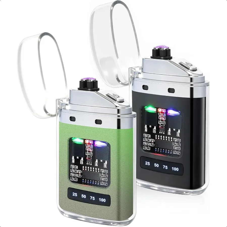 

2-Pack Electric Lighter USB Rechargeable Plasma Lighters Windproof Plasma Lighters Pocket Metal Lighter with LED Battery for Ca