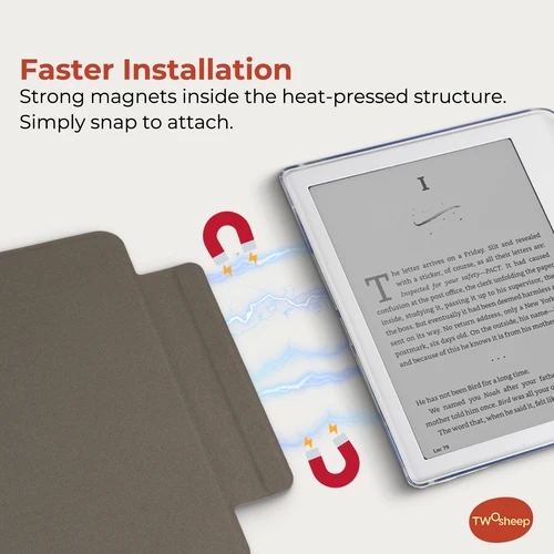 Imagen 2 del producto Funda Twosheep para Kobo Libra Colour Kobo Libra2 de 7 pulgadas, funda magnética desmontable con parte trasera transparente, función de activación automática, estilo vintage.