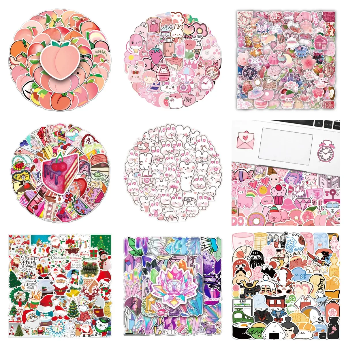 10/30/50PCS Cartoon Peach Fruit Sticker Graffiti iPad Luggage Helmet Car Water Cup Guitar  Wall Sticker Toy Decoration Wholesale